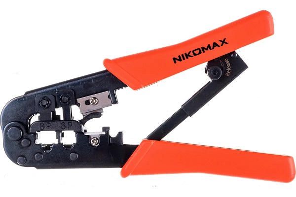 Инструмент обжимной NIKOMAX, NMC-568R, 2 гнезда, с храповиком, совместим с коннекторами: RJ45/8P8C, RJ12/6P6C, RJ11/6P4C orig_73535