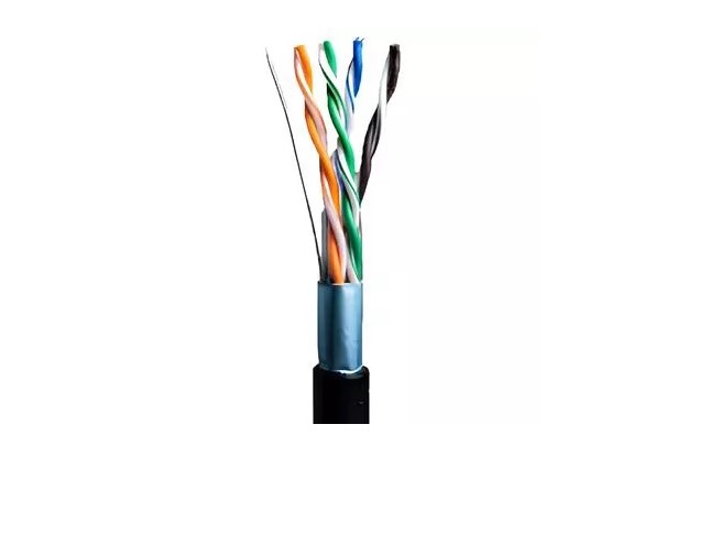 Кабель сетевой FTP cat.5e 4pair 4х2х0,50, 100% медь внешний, черный, 1м orig_76248