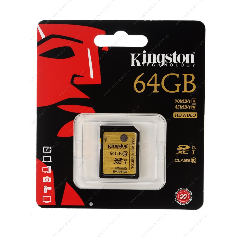 Карта памяти Kingston Ultimate microSDXC, 64Гб, Class10  orig_62263