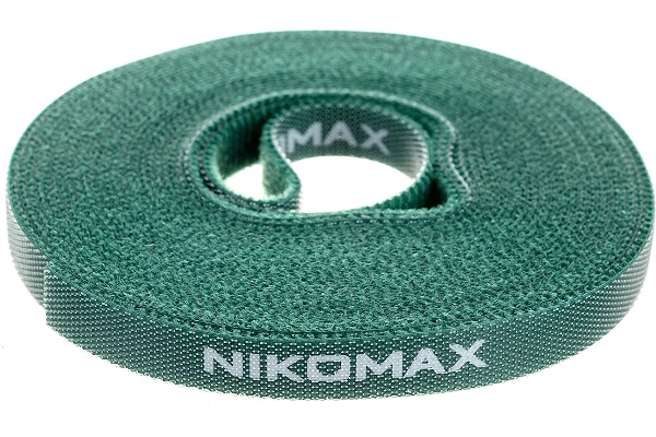 Стяжка-липучка NIKOMAX NMC-CTV05M-09-RL-GN нарезаемая, в рулоне 5м, ширина 9мм, зеленая orig_72854
