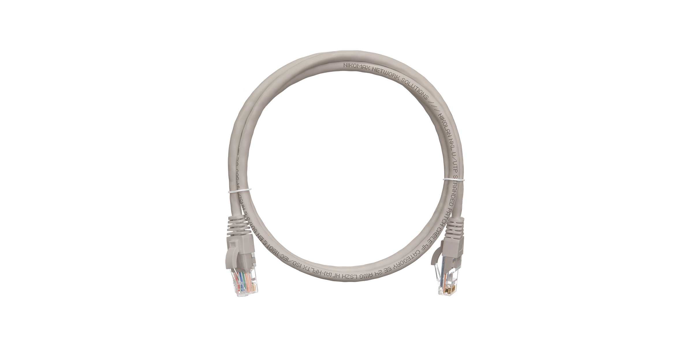 Коммутационный шнур NIKOMAX U/UTP 4 пары NMC-PC4UD55B-ES-010-C-GY, Essential Line, Кат.5е (Класс D), 100МГц, 2хRJ45/8P8C, T568B, заливной, с защитой защелки, многожильный, BC (чистая медь), 25AWG (7x0,175мм), LSZH нг(А)-HFLTx, серый, 1м orig_63365