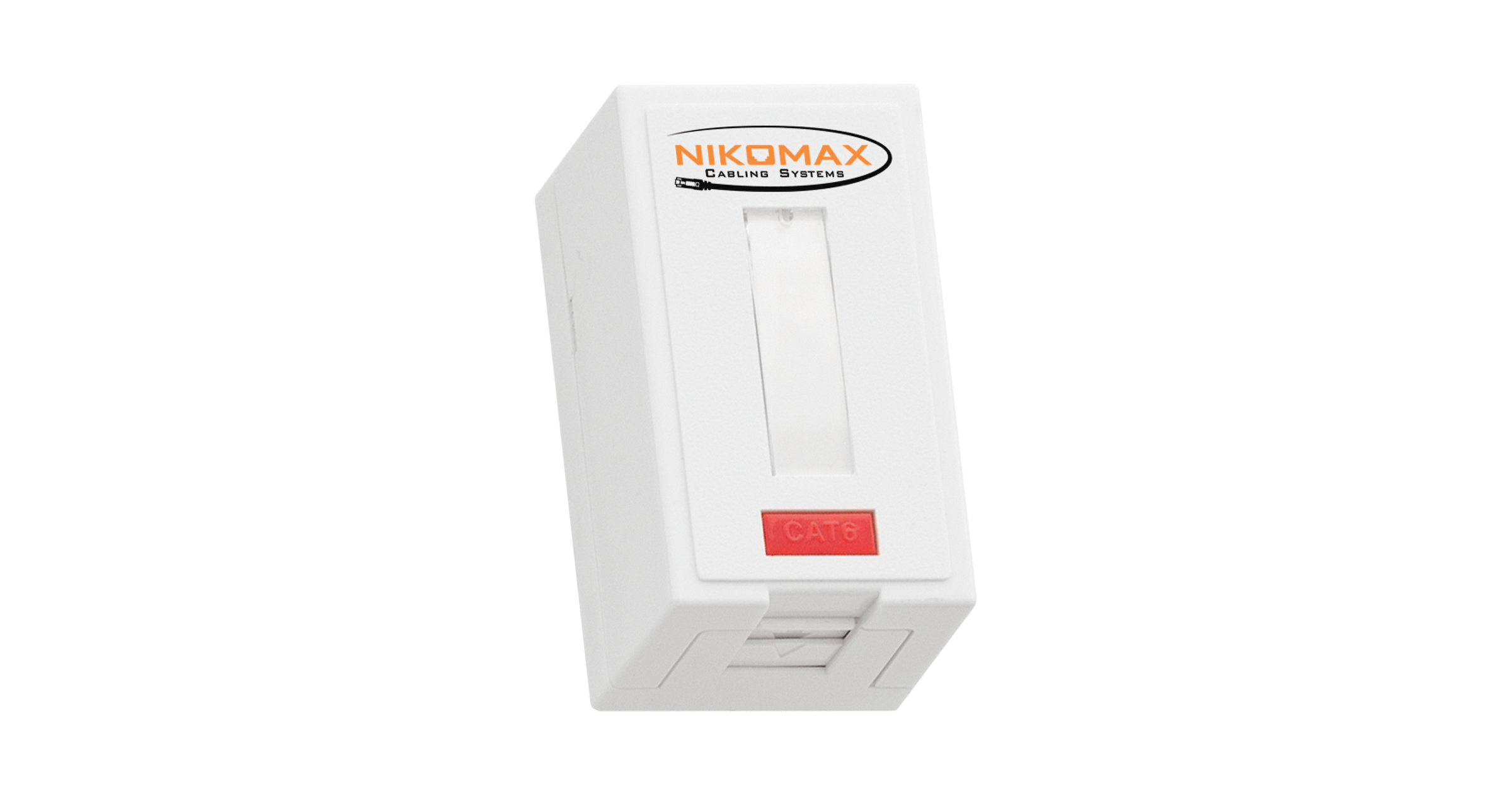 Корпус настенной розетки NIKOMAX, 1 порт, под модули-вставки типа Keystone, со шторкой, белый orig_63227