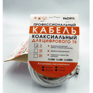 Кабельная сборка RG6 белый 3м (F-F + штекер металл прямой плюс гнездо металл) orig_67855