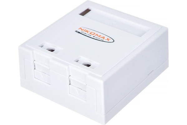 Настенная розетка NIKOMAX, NMC-WO2UD2-FT-ST-WT, 2 порта, Кат.5e (Класс D), 100МГц, RJ45/8P8C orig_72593