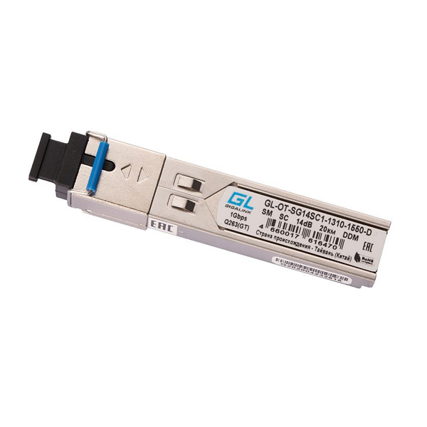 Модуль SFP GIGALINK GL-30TSC-D, WDM 1000BASE=LX, одноволоконный, SM, TX1310/RX1550, DDM, SC, 20км orig_49892