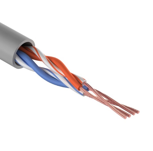 Кабель сетевой витая пара UTP, 2PR, 24AWG, медь, многож., внутренний, 1м (бухта 305м) orig_76242