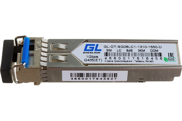 Модуль NIKOMAX SFP GL-OT-SG08LC1-1310-1550-D, 1,25 Гбит/с, WDM, 1 ОВ, SM, 1xLC, Tx:1310/Rx:1550нм, DDM, 8дБ (до 3км) orig_72746