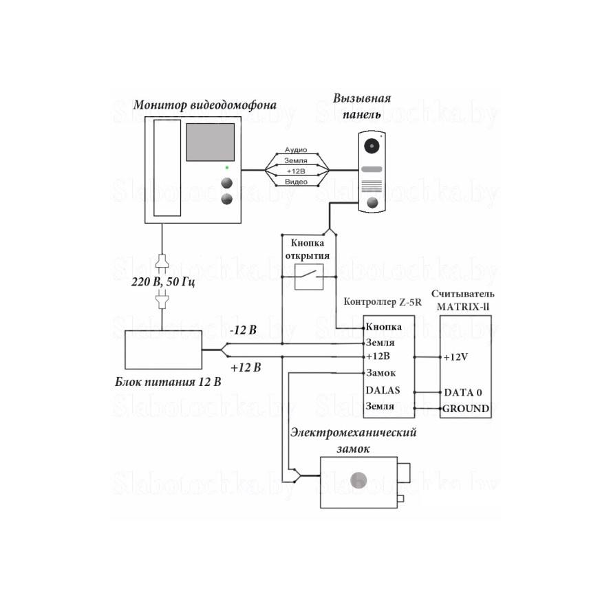 Видеодомофон для дома с электрозамком схема подключения