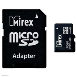 Карта памяти 32Gb Mirex Micro SD + (адаптер SD) (10 класс)